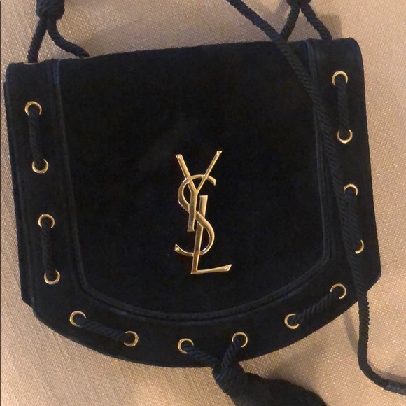 YSL black suede tassel cross body purse - Picture 2 of 7